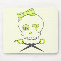 Hair Stylist Skull & Scissor Crossbones -Yellow #2 Mousepad