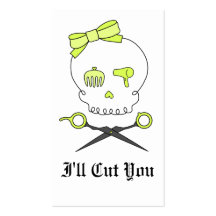Hair Stylist Skull & Scissor Crossbones -Yellow Business Card