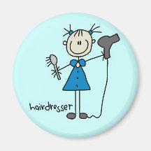 Hairdresser Stick Figure Refrigerator Magnet