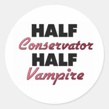 Half Conservator Half Vampire Round Sticker