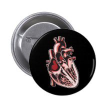 Half Human Heart Pinback Buttons