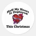 Half My Heart Is Deployed This Christmas Round Sticker
