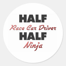 Half Race Car Driver Half Ninja Round Sticker