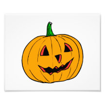 Half smiling pumpkin jack o lantern photographic print