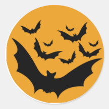Halloween Bats Round Stickers