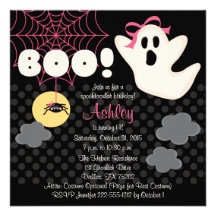 Halloween Birthday Pink Ghost Invitations