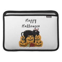 Halloween Black Cat and Pumpkins Sleeves For MacBook Air
