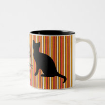 Halloween Black Cat stripes customised Coffee Mugs