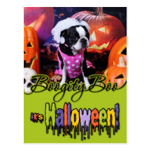Halloween - Boston Terrier - Georgia Post Card