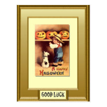 Halloween boy with Jack O'Lanterns Post Card