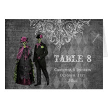 Halloween Bride & Groom Wedding Table Number Card