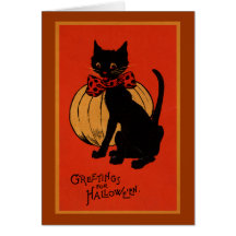 Halloween Cat and Pumpkin Card