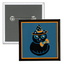 Halloween Cat Button
