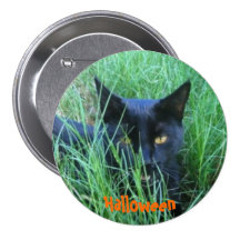 Halloween Cat Pinback Buttons