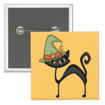 Halloween Cat T-shirts and Gifts Buttons