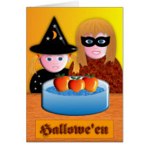 Halloween Dunking For Apples Greeting Cards
