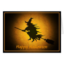 Halloween Flying Witch Greeting Card