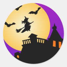 Halloween Flying Witch Haunted House Stickers
