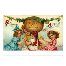 Halloween Girls Postcard