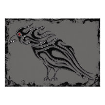 Halloween Glossy Black Raven Custom Invitations