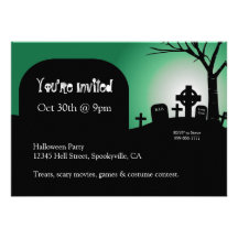 Halloween Headstones Green Glow Invite
