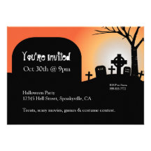 Halloween Headstones Orange Glow Invite