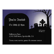 Halloween Headstones Purple Glow Invite