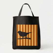 Halloween orange raven bird & branch silhouette canvas bag