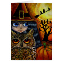 Halloween Owl Witch Card