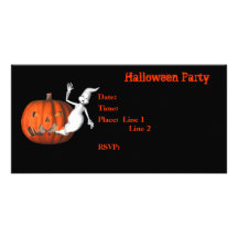 Halloween Party Invitation Ghost Pumpkin Card Photo Greeting Card