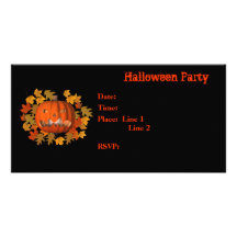 Halloween Party Invitation Jack O Lantern Card Custom Photo Card