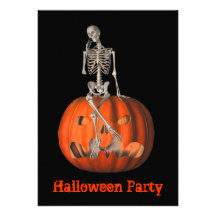 Halloween Party Invitation Skeleton Jack O Lantern