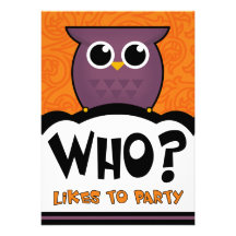 Halloween Party Invitations Cartoon Owl