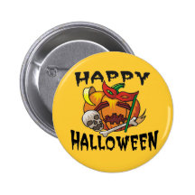 Halloween Party Pumpkin Button