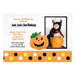Halloween Pumpkin 5x7 Photo Birthday Invitation