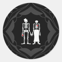 Halloween Skeleton Couple Bride & Groom Sticker