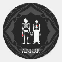 Halloween Skeleton Couple Bride & Groom Stickers