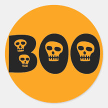 Halloween Skulls "Boo" Round Sticker