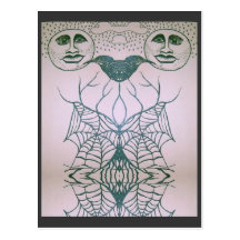 Halloween Symmetry with Moons and Ravens Post Card