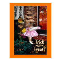 Halloween Trick-or-Treat Kitty Postcard