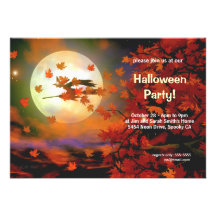 Halloween Witch Flight Personalized Invitations
