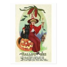 Halloween Witch in Red Cape Post Cards
