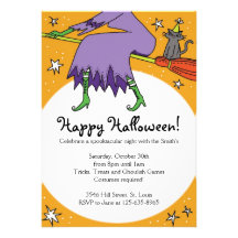 Halloween witch party invitations