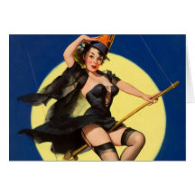 Halloween Witch Pin Up Girl Card