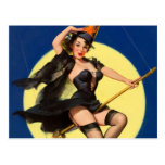 Halloween Witch Pin Up Girl Postcard