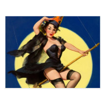 Halloween Witch Pin Up Girl Postcard