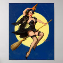 Halloween Witch Pin Up Girl Poster