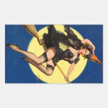 Halloween Witch Pin Up Girl Sticker