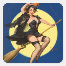 Halloween Witch Pin Up Girl Stickers