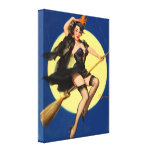 Halloween Witch Pin Up Girl Stretched Canvas Print